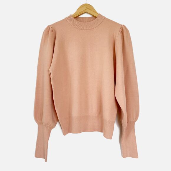 Zara Lightweight Knit Puff Sleeve Sweater Pink Large - Picture 3 of 8